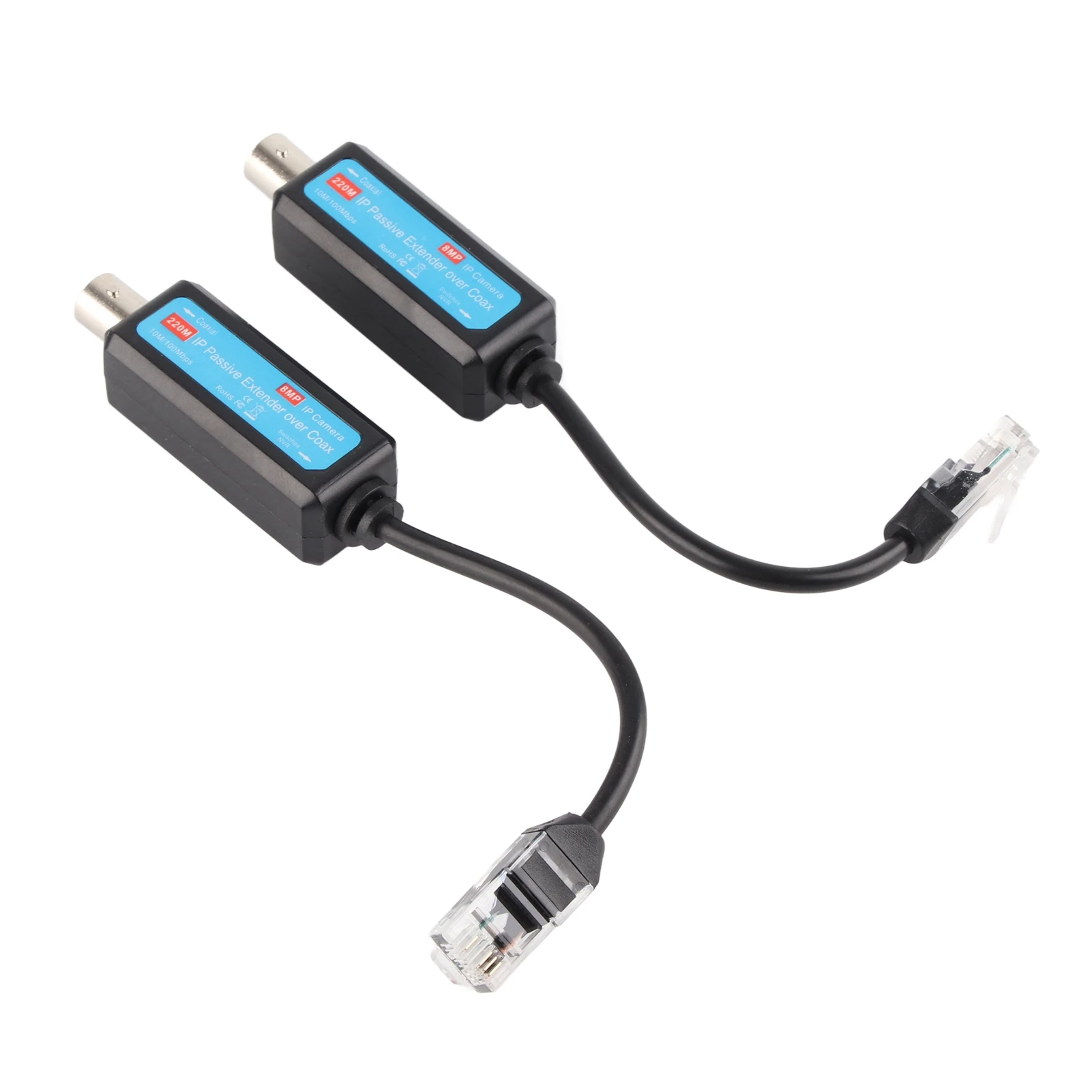 1Pair 10/100Mbps 1CH Ricevitore trasmettitore coassiale di rete IP passivo Extender per telecamera IP NVR Extender su coassiale per NVR - immagine 6
