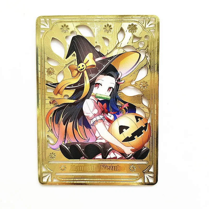 

DIY Homemade Demon Slayer Hollow Out Metal Card Halloween Kamado Nezuko Anime Game Peripheral Collection Christmas Present