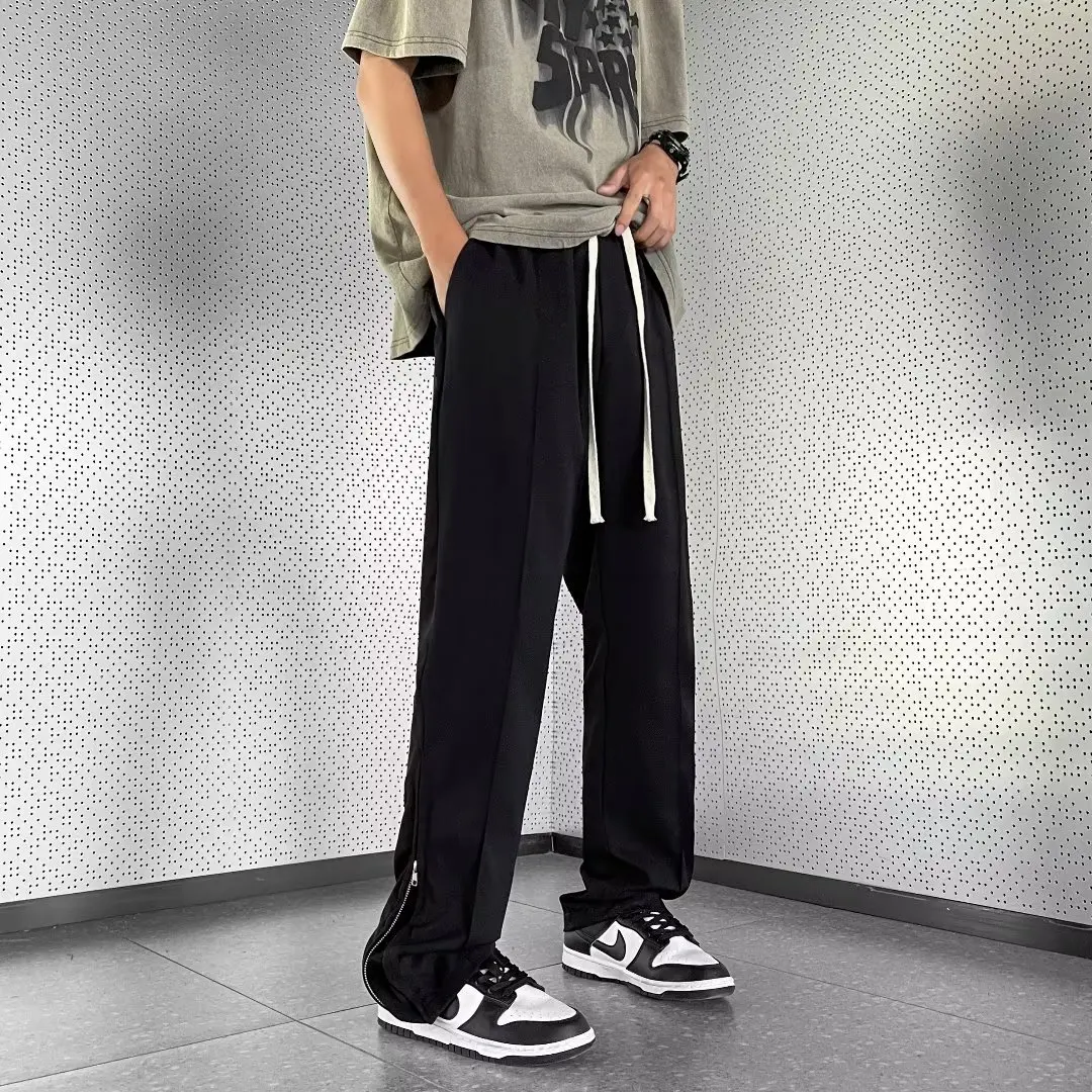 American Style College Style Straight Leg Pants Summer New Men And Women's Daily Travel Shopping Loose Casual Drawstring Pants