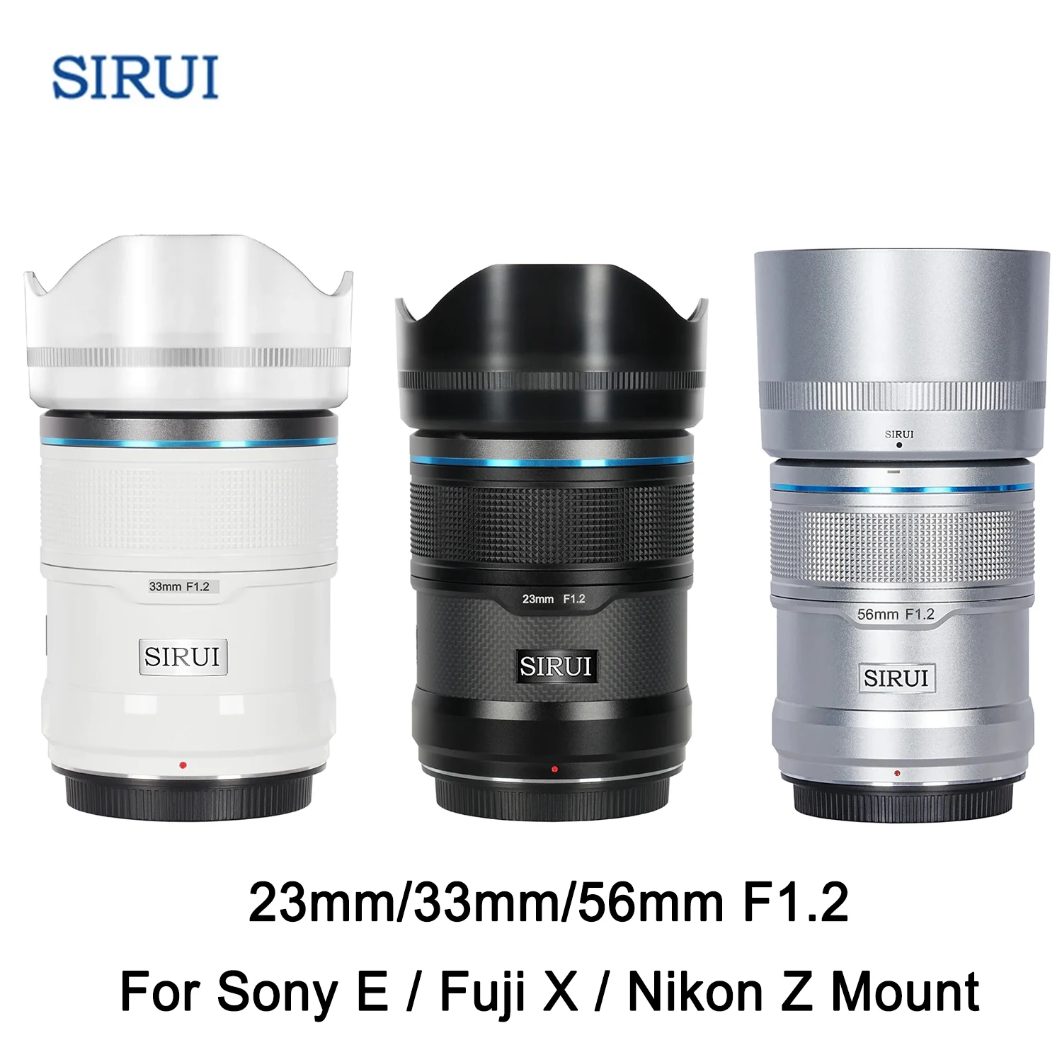 Sirui 23Mm 33Mm 56Mm F1.2 Obiettivo Per Fotocamera Serie Sniper Per Supporto Sony E Fuji X Nikon Z Con Lenti Ad Apertura Extra Large F1.2