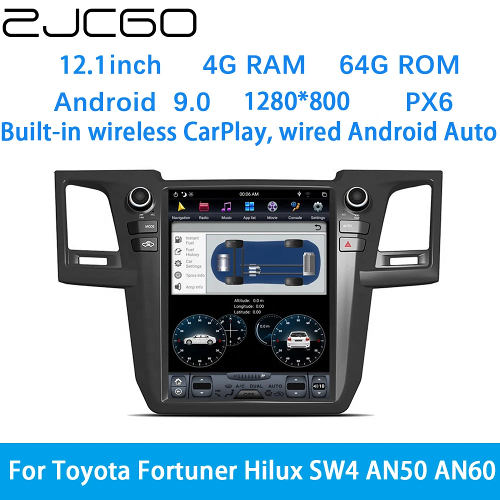 

ZJCGO Car Multimedia Player Stereo GPS Radio Navigation Android Screen System for Toyota Fortuner Hilux SW4 AN50 AN60 2004~2015