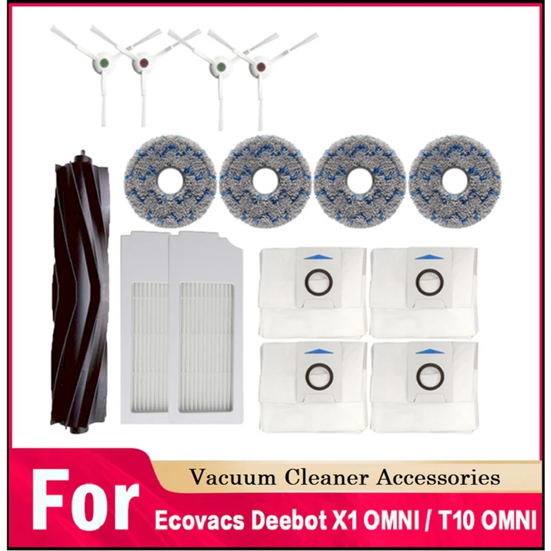 

15PCS For Ecovacs Deebot X1 OMNI /T10 TURBO Robot Vacuum Cleaner Filter Side Brush Cleaning Cloth Accessories Dust Bag