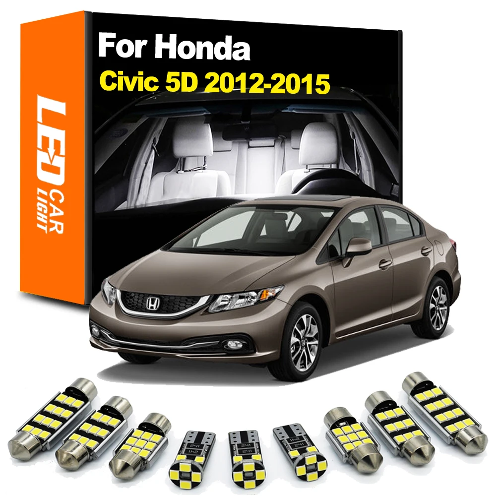 Zoomsee Interior Led Light Kit Per Honda Civic 9 5D Sedan Coupe Hatch 2012 2013 2014 2015 Canbus Car Dome Reading Lampadina Per Interni