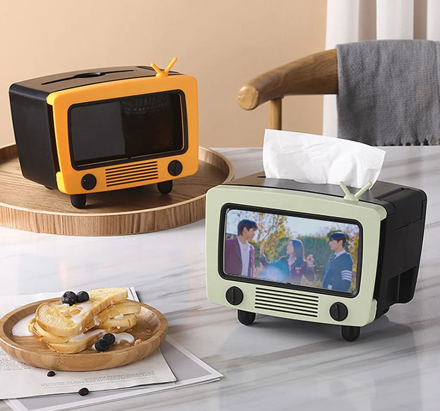 Multifunctional Tissue Box Holder For Home Living Room With Mobile Phone Slot Holder 3