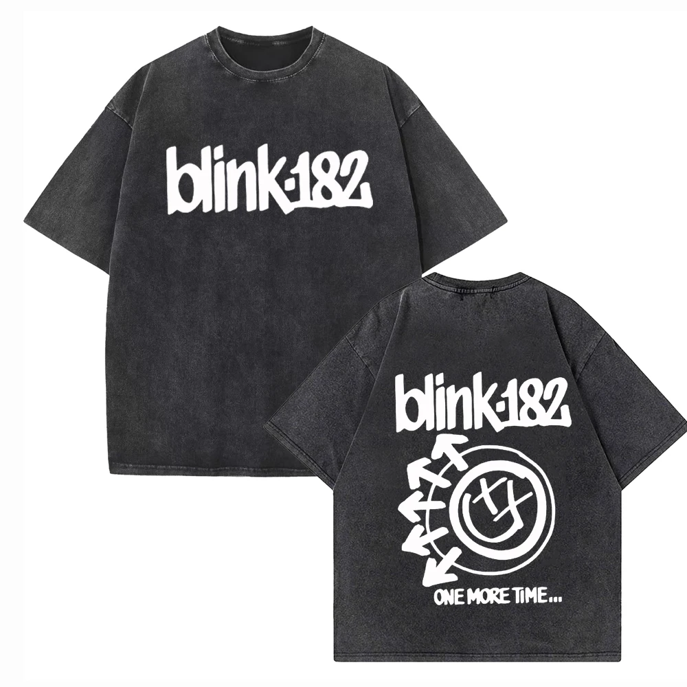 

Винтажная промытая футболка Blink 182 One More Music, большие размеры, футболки из 100% хлопка