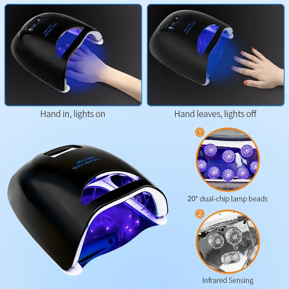 Nail Dryer LED Nail Lamp UV Lamp for Curing All Gel Nail Polish Manicure Professional Portable Wireless Nail Art Light 5