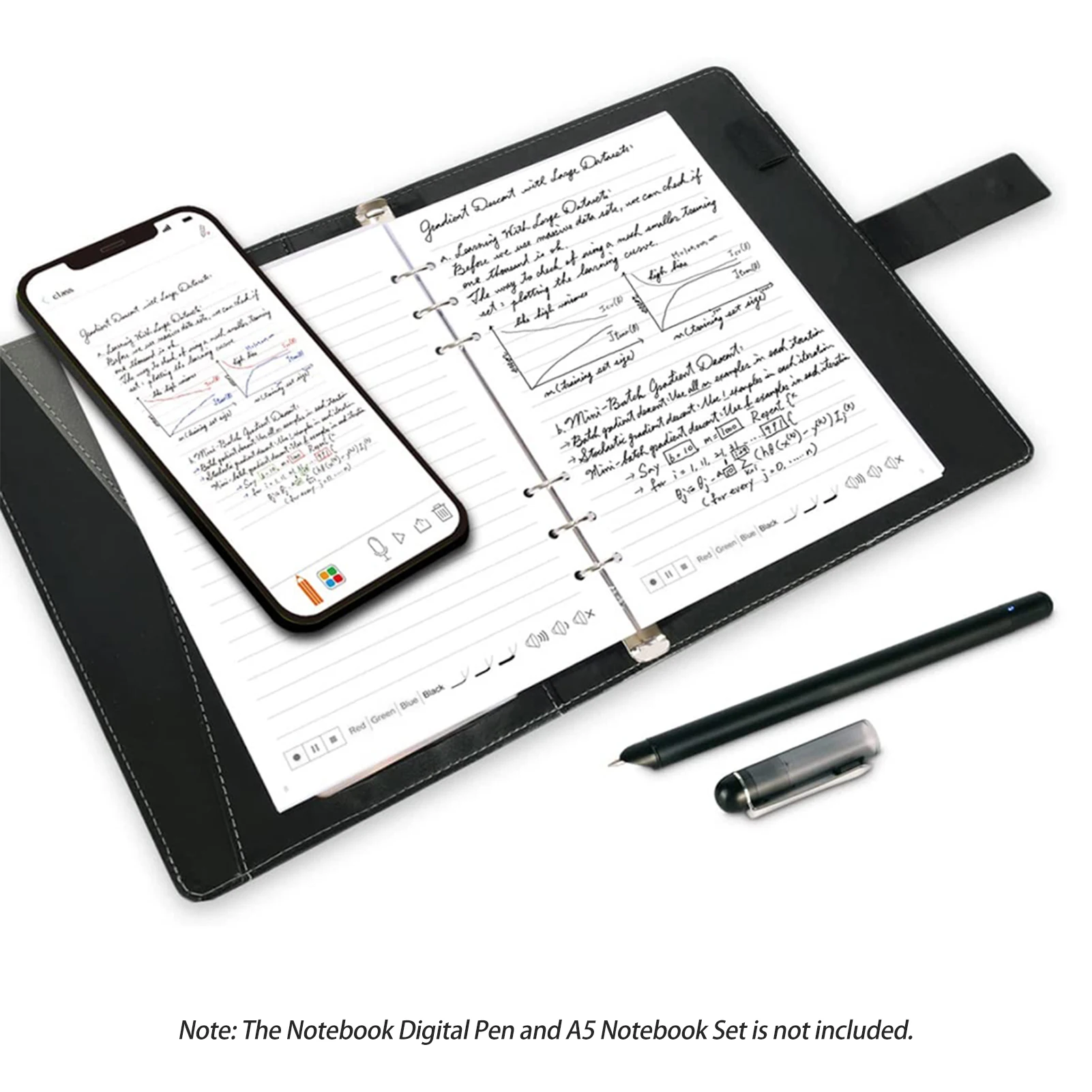 Carta A5, 120 fogli e 10 ricariche per penna a sfera per notebook, penna digital compatible with boardpen e Ophaya APP, supporto per prendere appunti