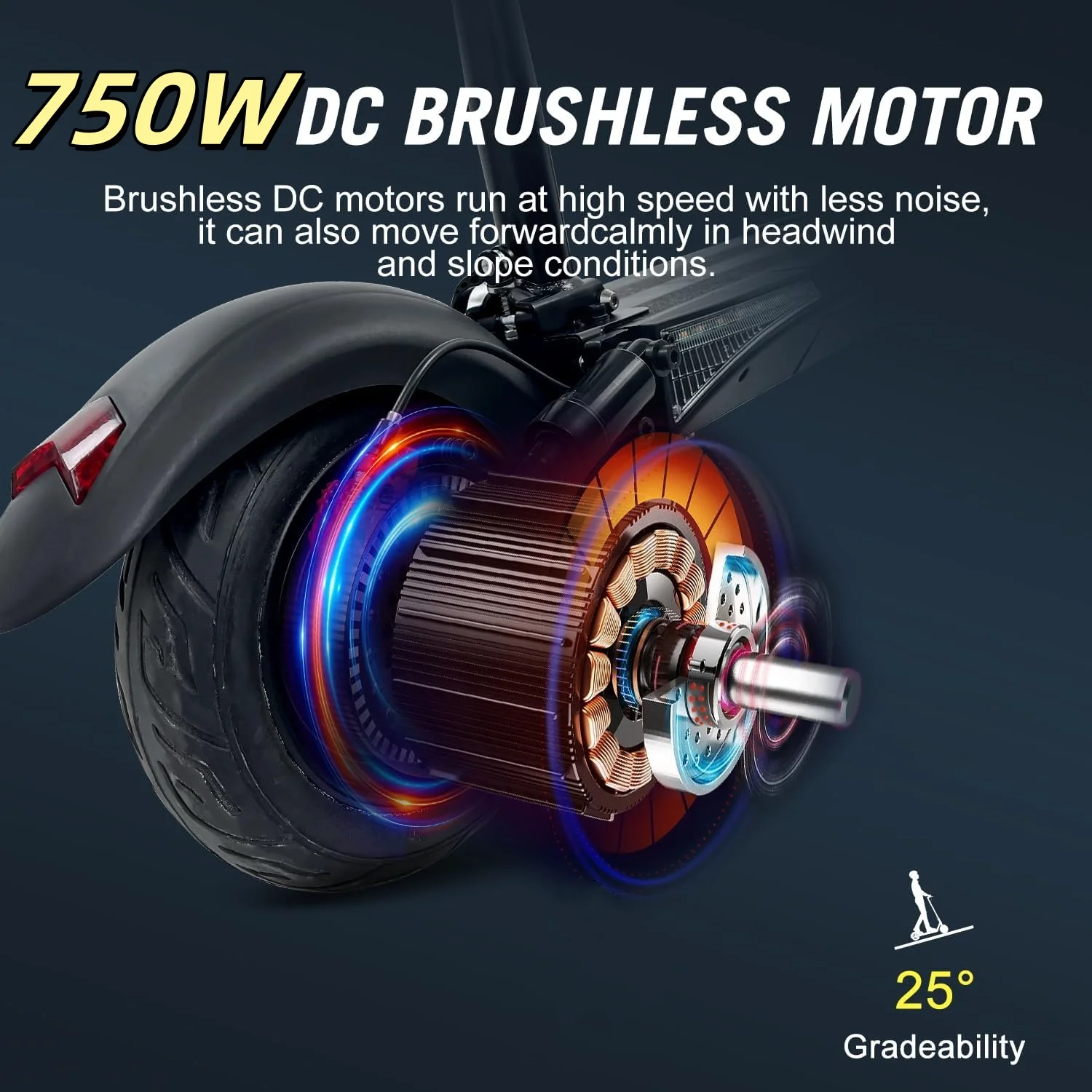 750W Electric Scooter Adults 20 MPH 10" Off-Road Tires, Dual Disk Brake System, Folding Electric Scooter with Seat for Adults