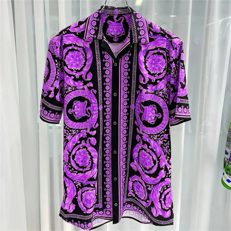 2025 Spring and Summer New Fashion Digital Printing Men's Short Sleeve Shirt High Quality Comfortable Lightweight Fabric