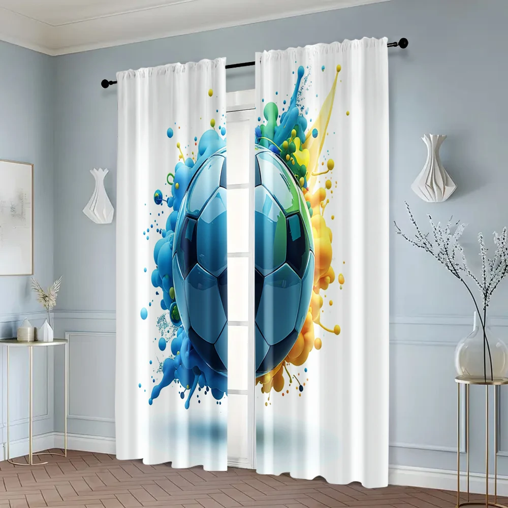 2pcs, Curtain Set Football Club Fabric (without rod) Outdoor Decorations Ldeal for Bedroom & Living Room, Semi-Sheer Polyester 6