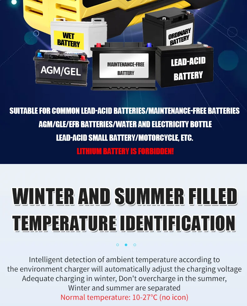 12V-24V Autobatterie ladegerät voll automatisch 12V 10a digitales Autobatterie ladegerät Impuls reparatur für Agm Gel nasse Blei Säure – Detail 6