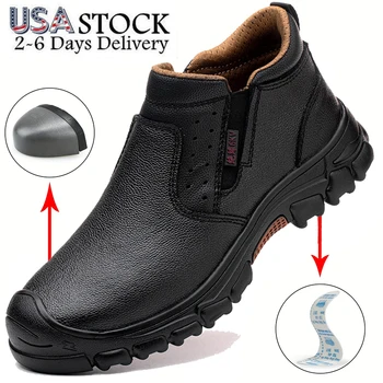 Mens Work Boots Composite Toe Safety Footwear Metatarsal Guard Puncture-Proof Construction Work Shoes Anti-Slip Rubber Outsole 1