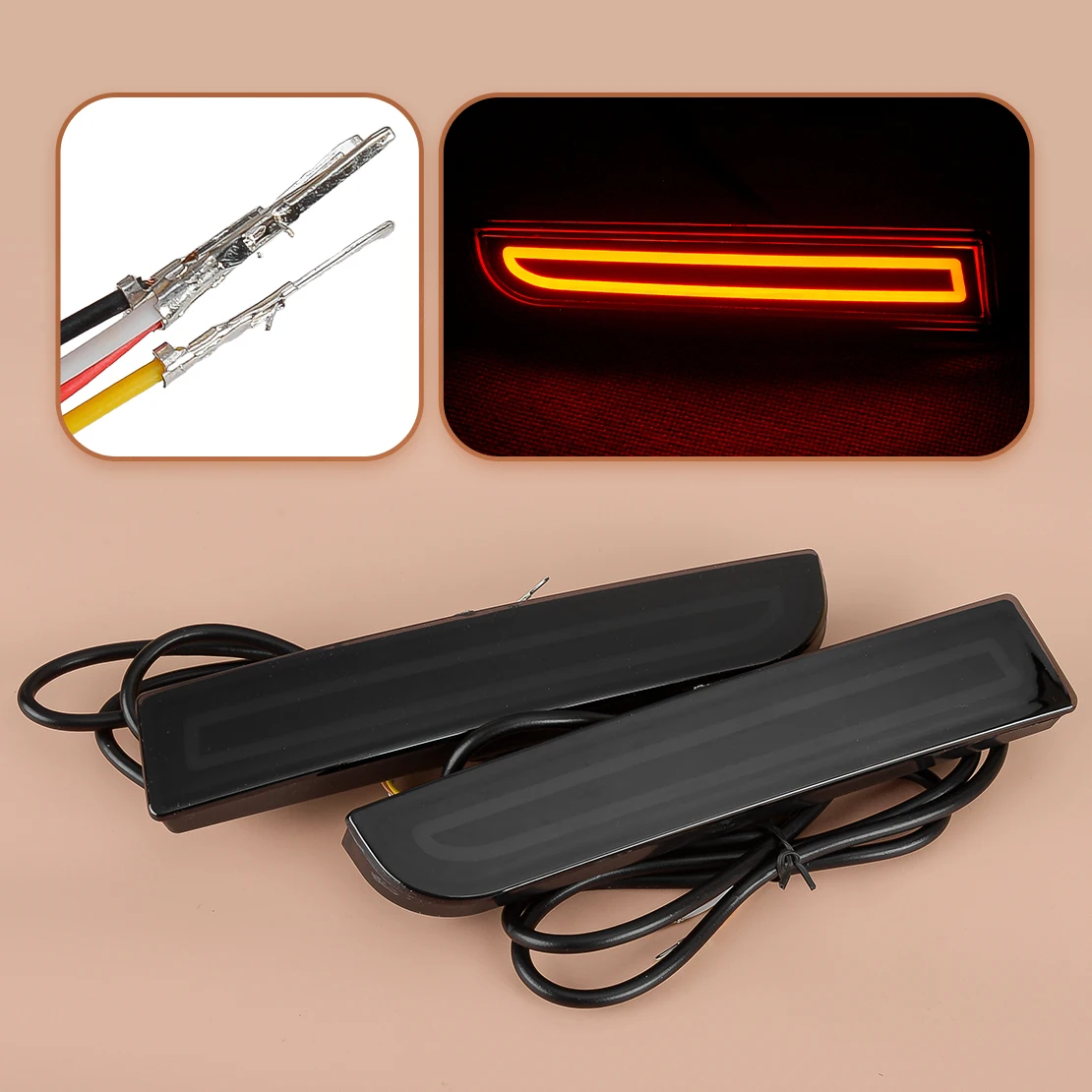 

Новая пара Дымчатых линз, отражатель заднего бампера, светодиодный сигнал поворота, фонарь тормоза, подходит для Mitsubishi Lancer 2008-2017, IP67, 12 В