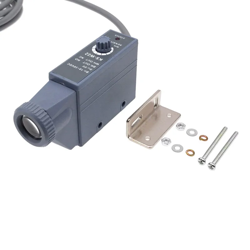 1Pcs 색상 코드 센서 KS-W22-R22-RG22-W22T-WG22 10-30V 감지 광전 스위치 색상 마크 자동 색상 인식