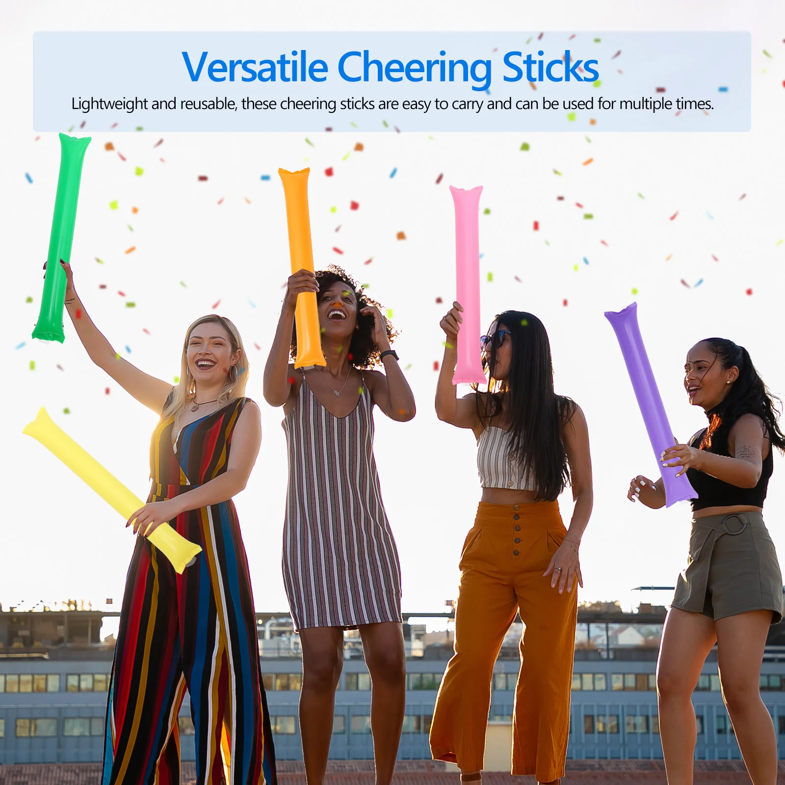40 Pcs Christmas Cheer Stick Party Favors for Sporting Events Inflatable Sticks