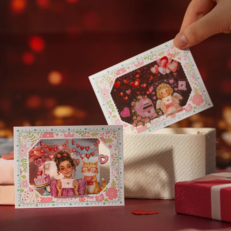 1 롤 PET 테이프 로맨틱 클로이스터 용품 캐릭터 라이프 핸드북 콜라주베이스 패스너 스티커 접착제 스크랩북 50mm * 2m