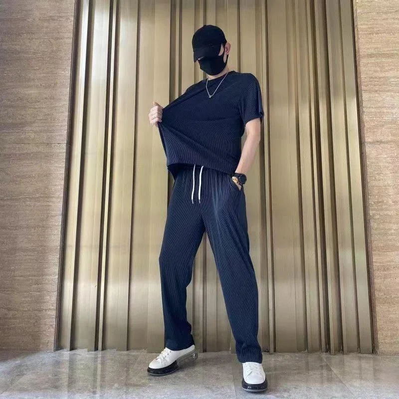 남성 티셔츠 바지 세트, 일반 나일론 여름 의류, 투피스, 한국 스타일, 2024 Young La, 저렴한 티 Xl
