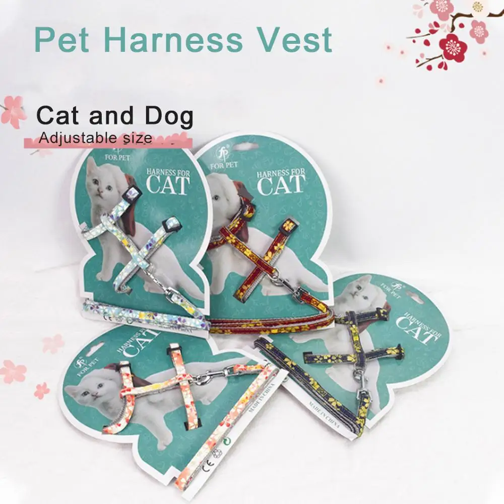 

Pet Cat Harness Adjustable Pet Leashes Puppy Collar for Small Cats Harness Medium Cat Accessories Outdoor Walk Pets Leashes