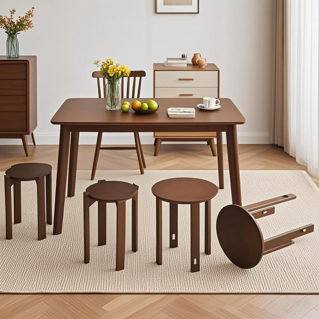 Stackable stool 4-piece set, new Chinese style stool 4-in-1 multifunctional solid wood combination chair