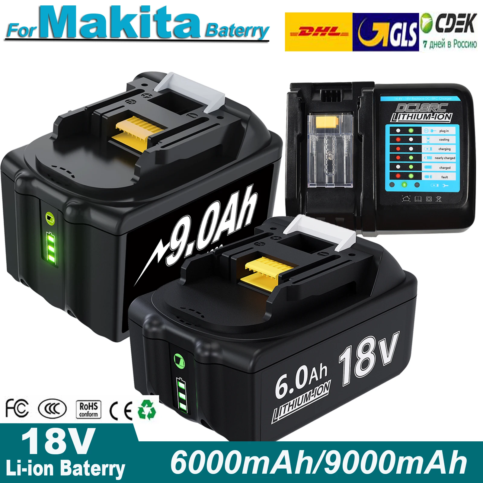 

Для аккумуляторной батареи Makita 6,0 Ач/9,0 Ач, батарея 18 в, BL1830, BL1815, BL1860, BL1840, сменная батарея для электроинструмента