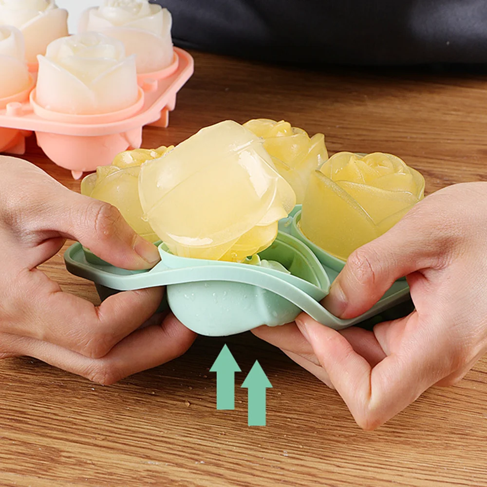 3D Rose Ice Molds Ice Cube Tray Flower Shaped Ice Cube Making Mold