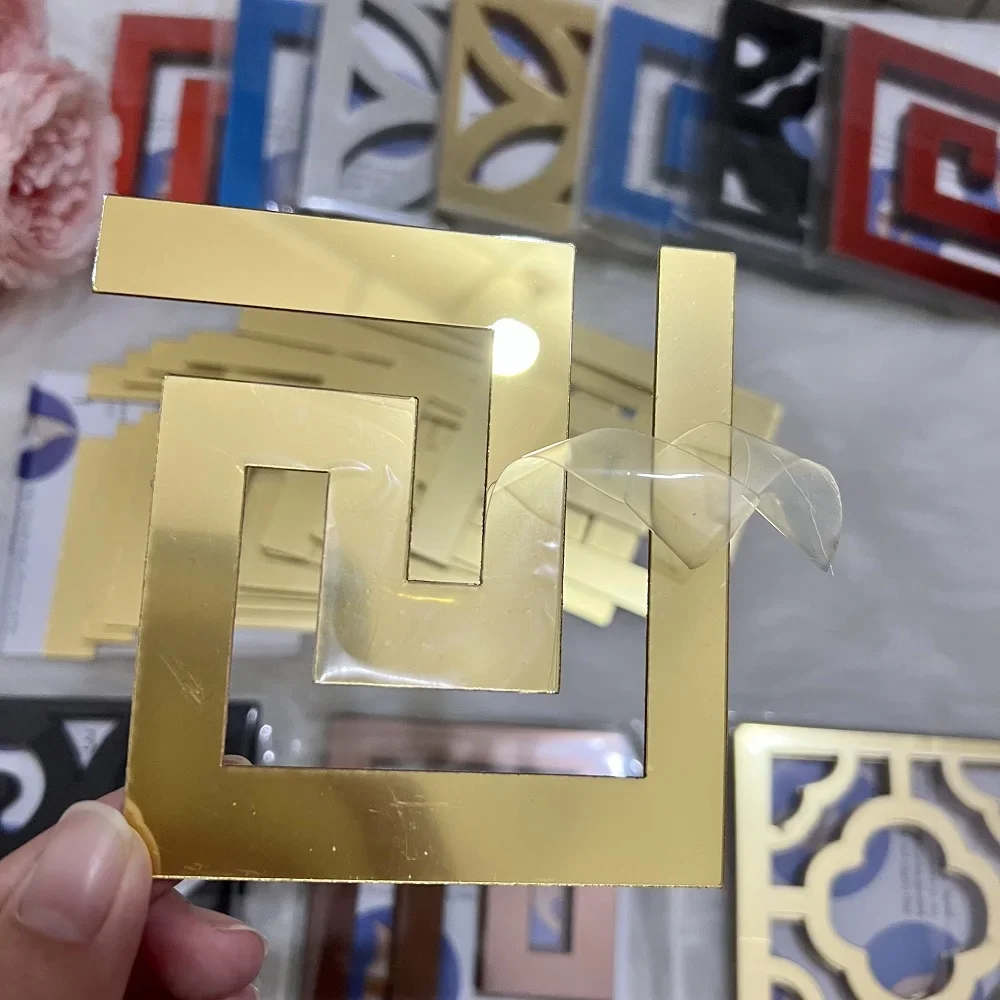 10Pc Furniture Decoration Acrylic with Adhesive Wall Decor Office Sticker Mirror for Living Room Bedroom Edge Strip Corner Line