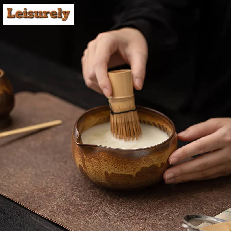2PCS Japanese Ancient Kiln Change Matcha Set Bowl Bamboo Matcha Whisk Teaspoon Tea Sets Tea Lovers Tea-making Tools Accessories