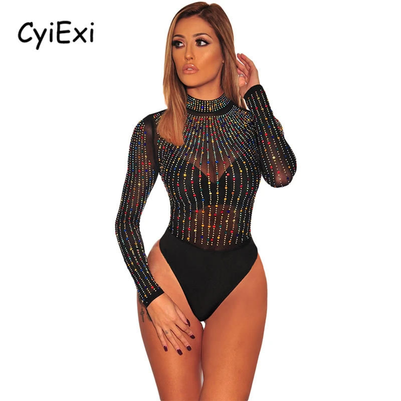 

Женское черное боди-водолазка CyiExi с длинным рукавом