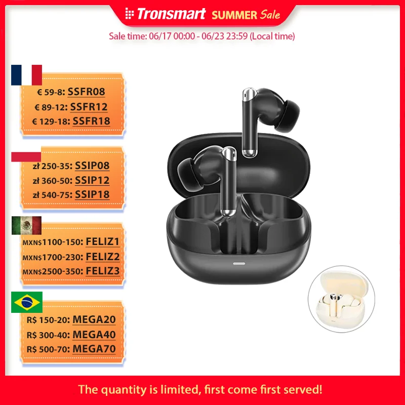 [BRAE10]fone de ouvido sem fio bluetooth Tronsmart-Sounfii R4 fones de ouvido sem fio, bluetooth 5.3, microfone duplo, redução de ruído