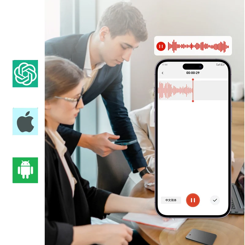 AI Recorder by Chat-GPT Intelligent Transcription & Translation Voice Recording Pen APP Controls Audio Recorder
