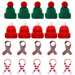 10pcs/20pcs Mini Santa Hat Christmas Scarf 2024 New Hat Scarf Lollipop Wine Bottle DIY Xmas Party Home Dinner Table Decoration