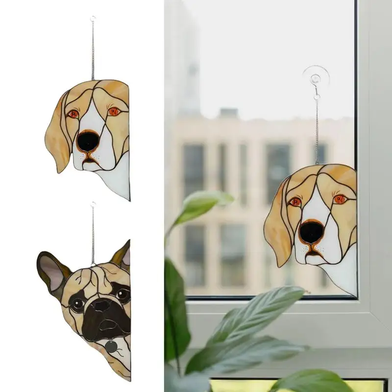 

Cute Animal Window Pendant Dog Abstract Stained Acrylic Panel Acrylic Craft Aesthetic Rainbow Catcher Sign For Kids Room