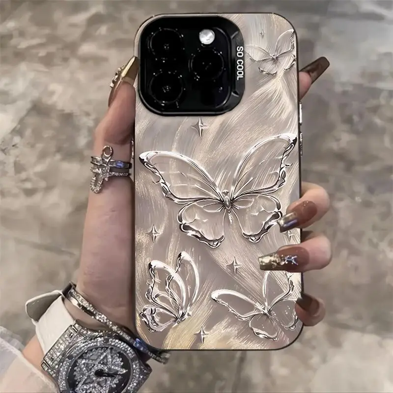 New 15 phone case metal butterfly iPhone 14plus quicksand 13promax burst 12 gilt 11 15promax 14promax 13promax 12promax 11promax