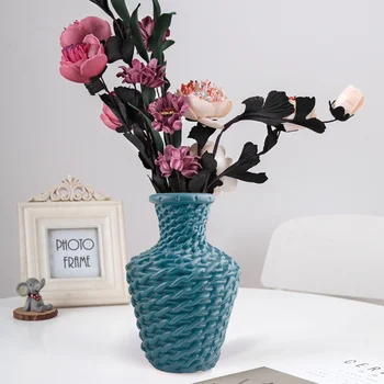 2022 Multiple PE Vase Flower Imitation Ceramic Plastic Flower Vase Flower Basket Nordic Style Modern Vases Decoration Home Decor 6