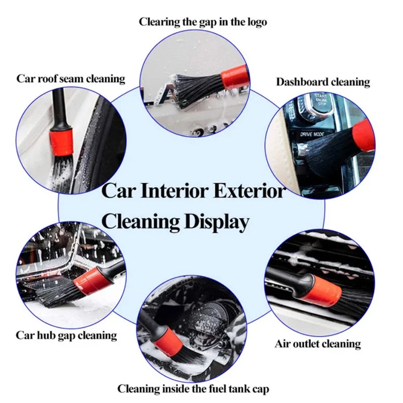 Detailing Brush Set Car Cleaning Brushes Washing Glove Towel Sponge For Car Leather Air Vents Rim Cleaning Dirt Dust Clean Tools 4