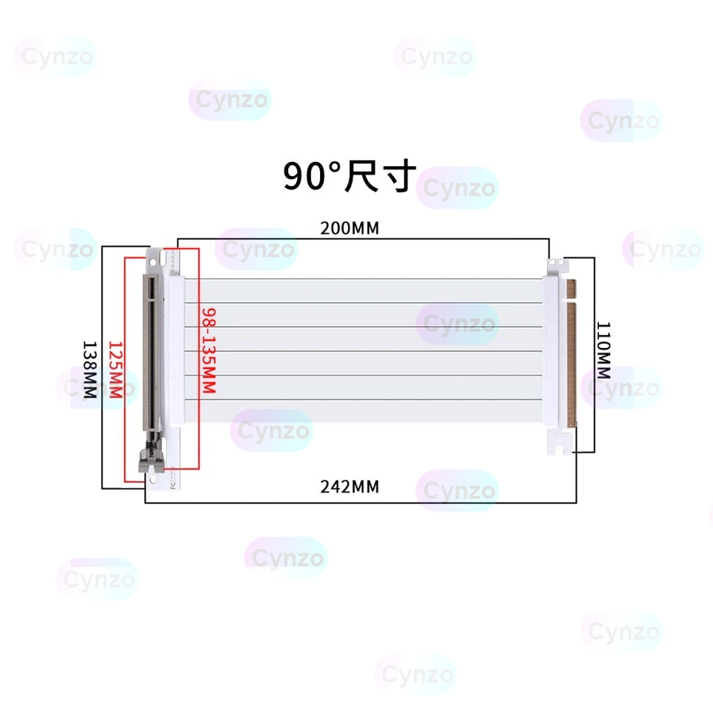VGA PCI-E3.0 x16 라이저 비디오 카드 연장 케이블, 90 도 지원, 오픈 PC 케이스, 수직 익스프레스 전송 어댑터 익스텐더
