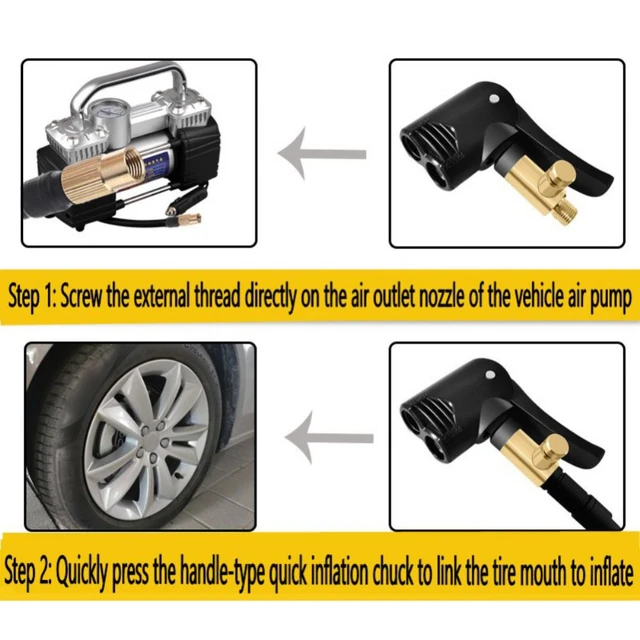 Buy cobee Tire Air Chuck with Clip Adapter, 2pcs Air Chuck Tire Inflator  Compressor Pump Connect, Heavy Duty Brass Locking Tire Inflator Air Chuck  Adapter Connect, No Leakage Tire Chucks for Wheel