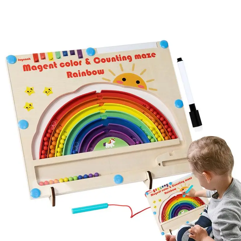 

Magnetic Color Sorting Board Rainbow Wooden Magnet Puzzle Montessori Magnet Color And Counting Maze Montessori Fine Motor Skills