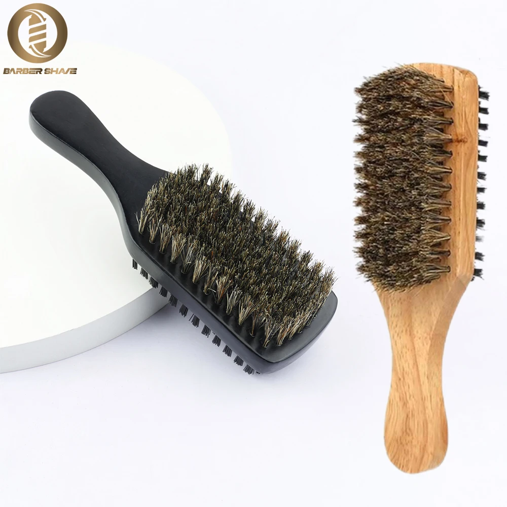 Wooden Handle Nylon Hair Beard Brush Shaving Tools Wooden Curved Men's Beard Shaving Brush Hairstylist Figure Eight