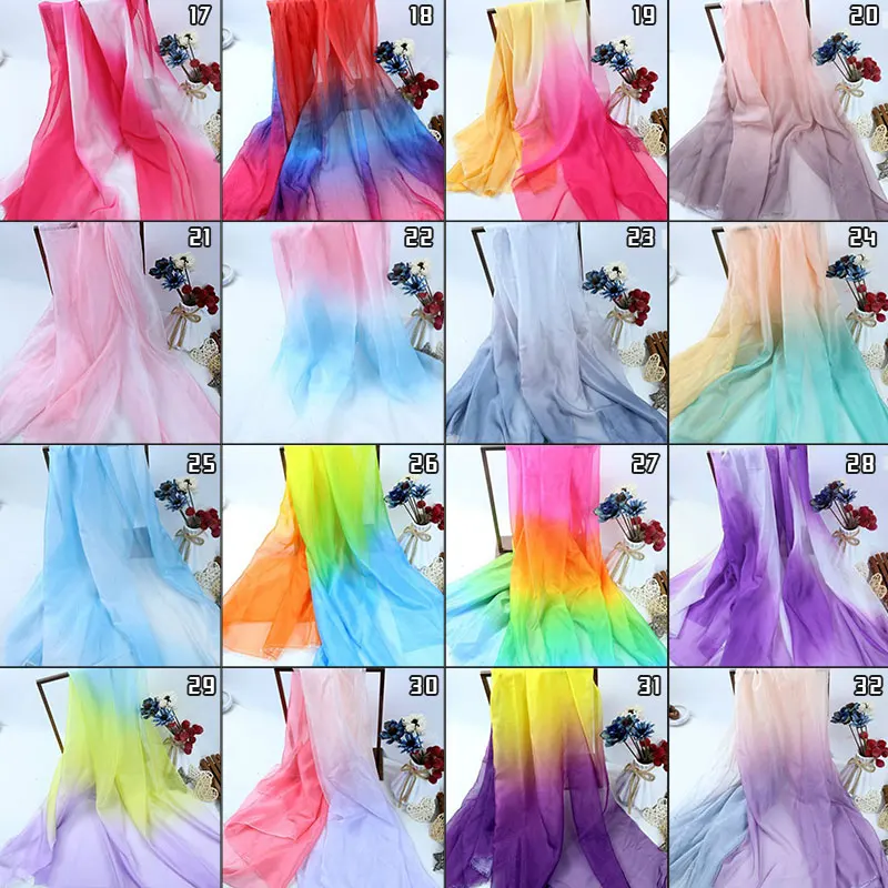 1M Rainbow Gradient Chiffon Fabric Tulle Shading Color Stage Clothing Material Diy Antique Hanfu Wedding Dress Sewing Accessorie