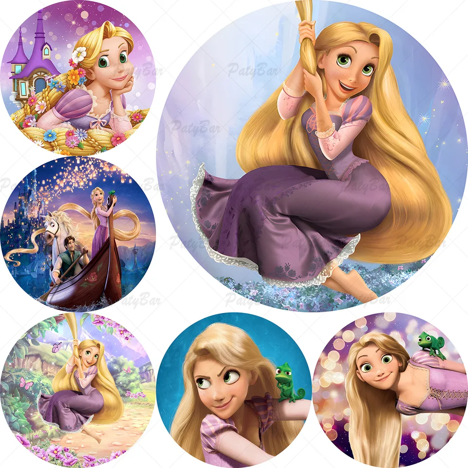 Round Disneyland Tangled Rapunzel Princess Background Kids Birthday Party  Backdrop Circle Banner Photography Decoration Props - AliExpress, image size:960x960