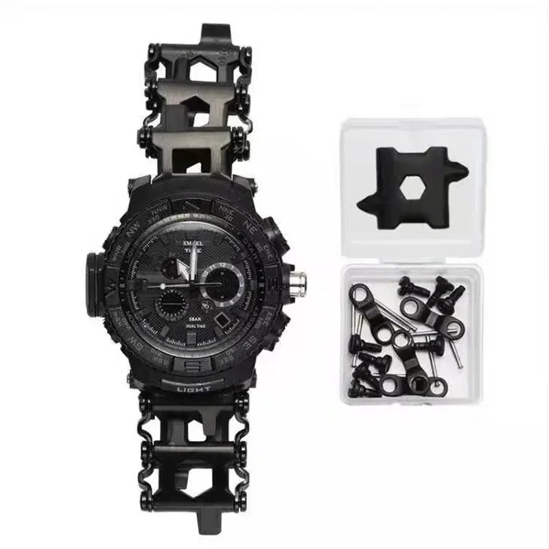 Multifunction Tread Bracelet 29 In 1 Multi Tool Bracelet Stainless Steel Bolt Driver Tools Outdoor Survival Bracelet for Men