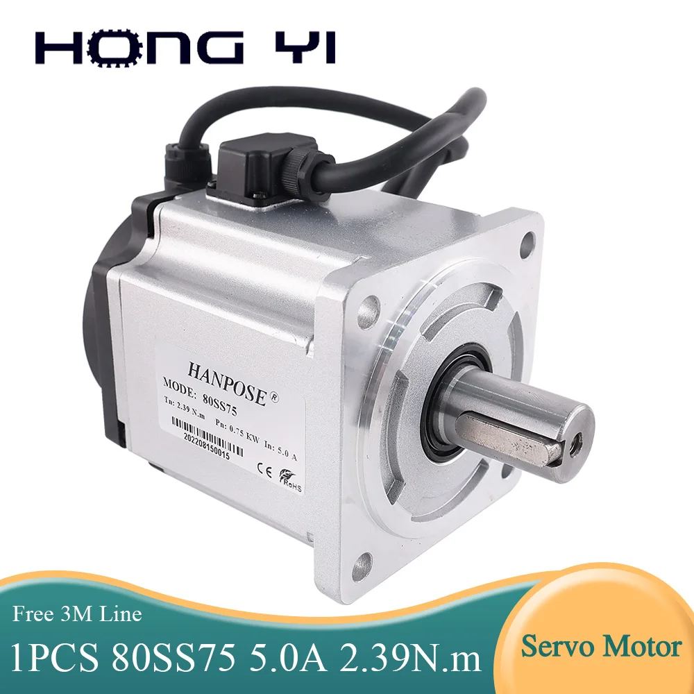 

1 PCS 750W ac Servo Motor 5.0A 2.39N.m 80SS75 Shaft Diameter 19mm 3000rpm Servo Woodworking CNC Router Servo Motor 0.75kw