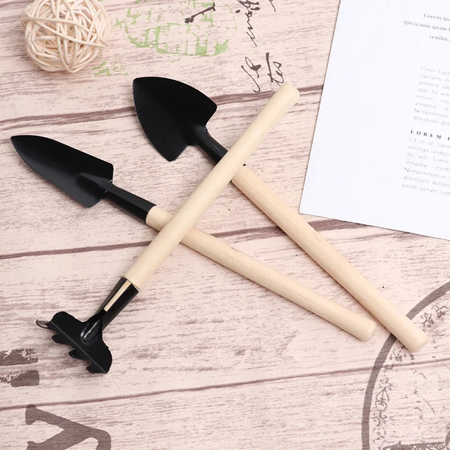 Mini Kerti Kertészeti Növényi Szerszámok Fából Készült Fogantyúval Lapát Ásó Gereblye Csepp Hajó - Image 4