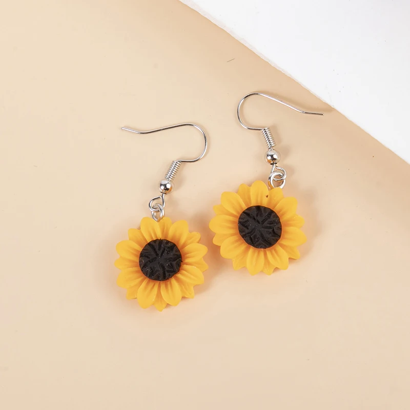 Resin Daisy Chrysanthemum SunFlower Drop Earrings 1pair Multi-szie DangleEarrings Pendant For DIY Jewelry Gifts