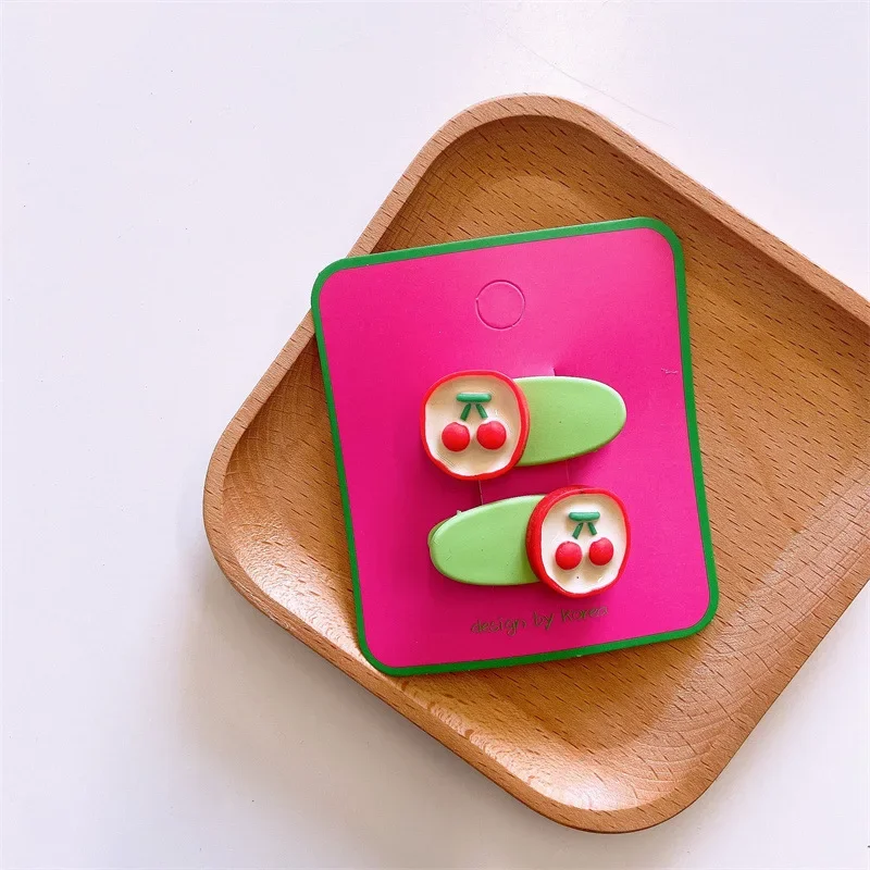 2pcs/set Princess Candy Color Headband Barrettes Hairpins Korean Kawaii Fruit Resin Hair Pins Clips for Girls Kids Accessories