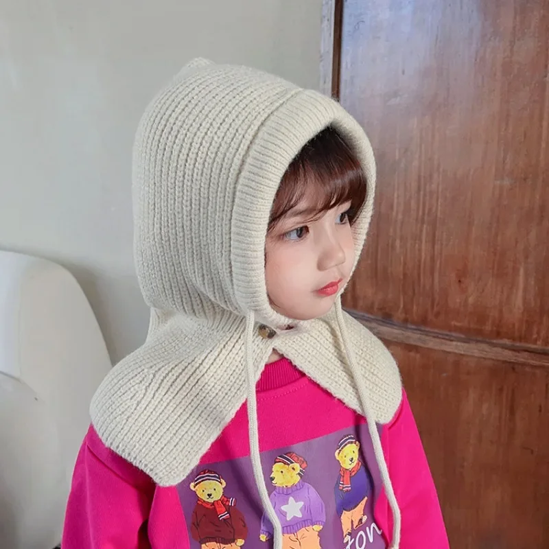 

Baby Warm Kids Hat with Shawl Set Fashion Candy Color Cap Scarf for Children Toddler Boy Girl Autumn Winter Outdoor Beanie
