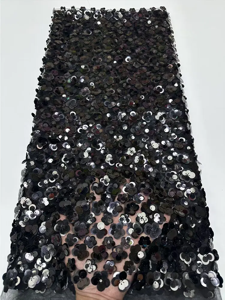 New 3D Petal Sequin Embroidery Fabric Netting Material Dr Clothing Sponge Pad DIY Hanrt Home Fabric Polyester Fiber