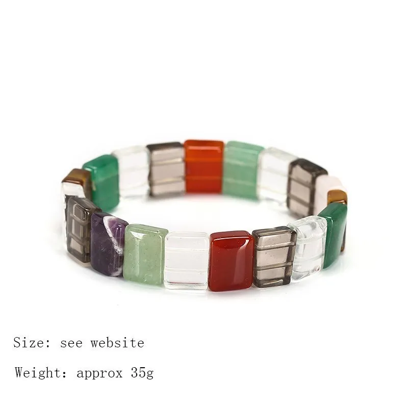 Crystal Bracelets JD 10*14mm Natural Colorful Crystal Fat Rectangle Bead Bracelets Women Trendy Energy Healing Elastic Bangles Yoga Jewelry Gift