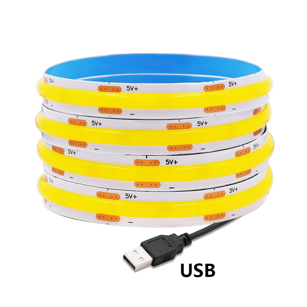 ตัวเลือกสินค้า ไฟ LED COB ยืดหยุ่น USB 320 หลอด สีสดใส 3 ปุ่มปรับแสง